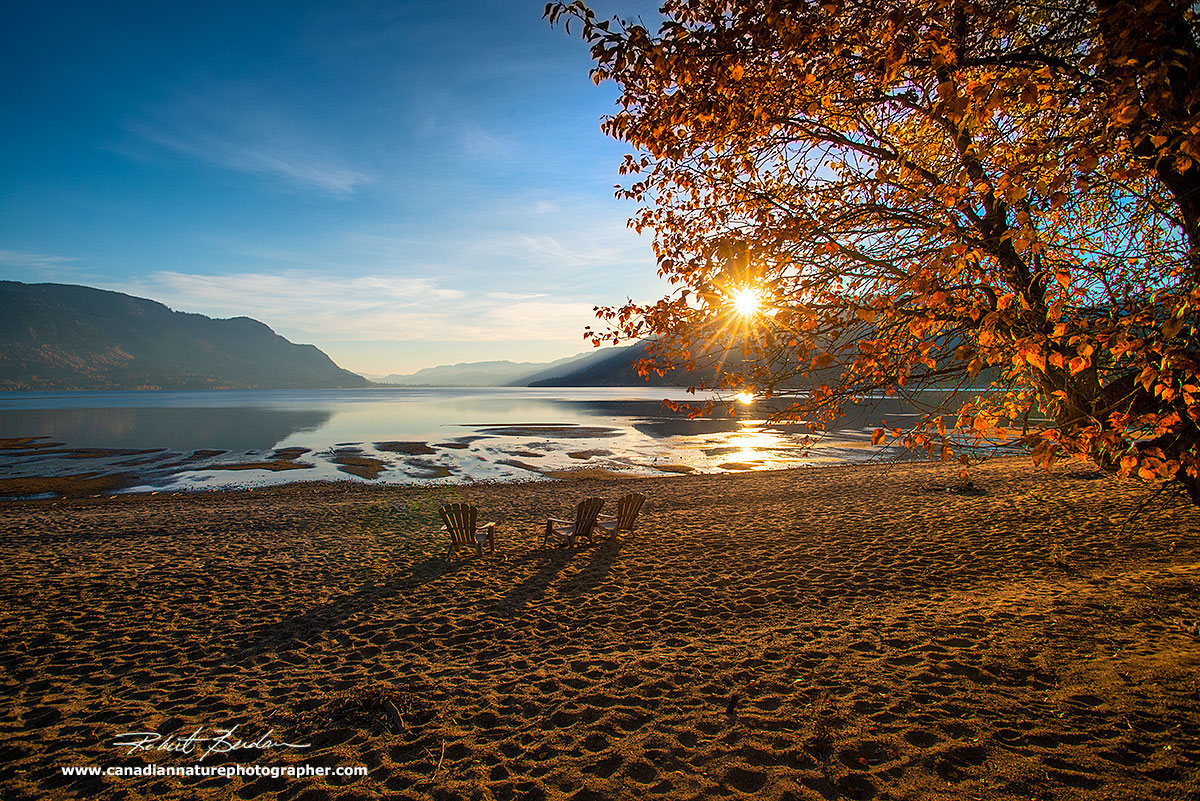 Beach on north end of Little Shuswap Lake in front of Quaaout Lodge by Robert Berdan ©