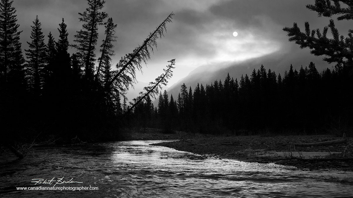 Kanaskis River black and white photo Robert Berdan ©