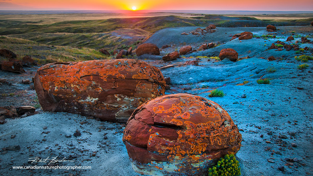 Red Rock Coulee sunset and concretions Robert Berdan ©