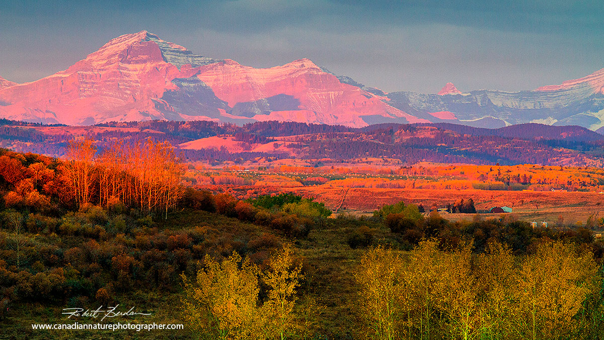 Rocky Mountain foothills at sunrise in autumn by Robert Berdan ©