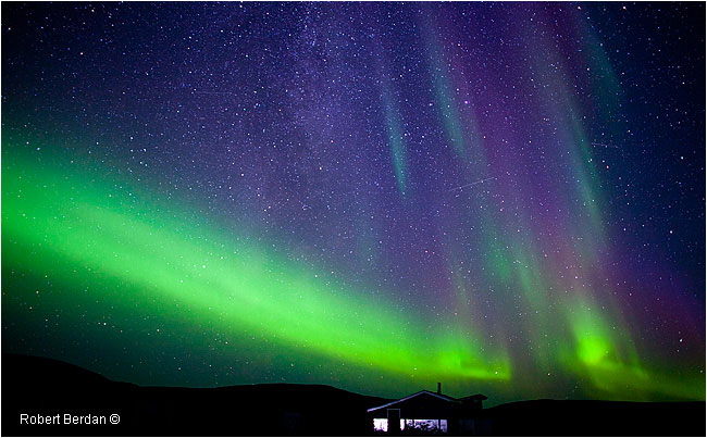 Aurora and Milky way at Petersons Point Lake Lodge by Robert Berdan ©