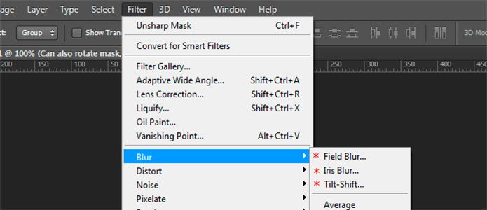 Screen shot of Adobe Photoshop CS6 showing new blurr filters 