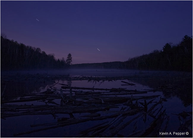 Shooting stars over lake by Kevin A. Pepper ©