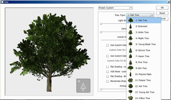 Scripted trees in Adobe Photoshop CC