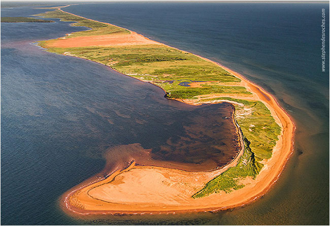 Aerial view of island spit by Stephen DesRoches ©