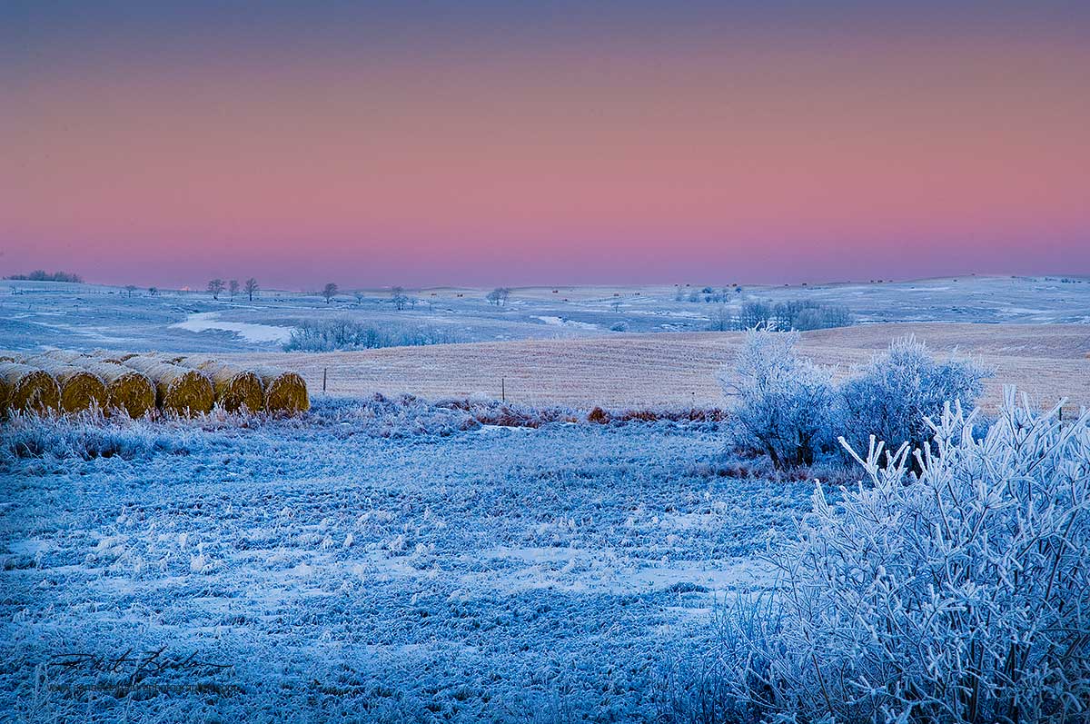 Lochend Road north of Calgary on cold winter morning by  Robert Berdan ©