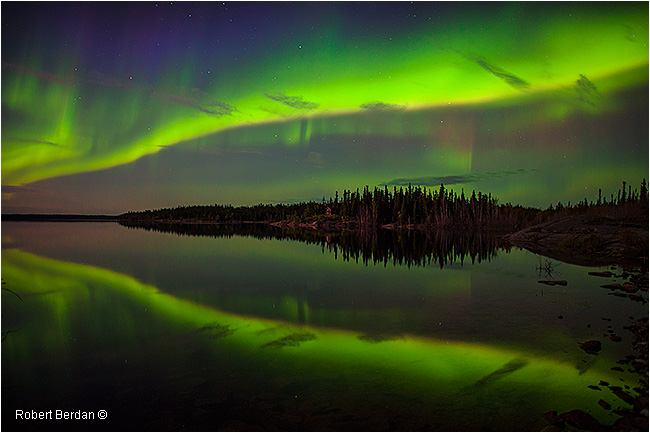 Aurora borealis over Pontoon lake, NWT by Robert Berdan ©