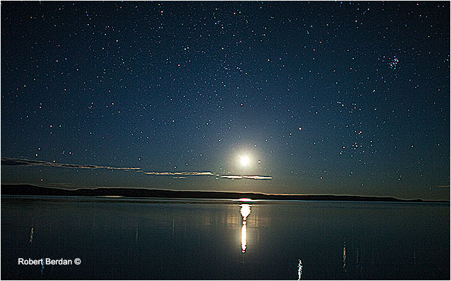 Moon rise over Point lake Northwest Territories by Robert Berdan ©