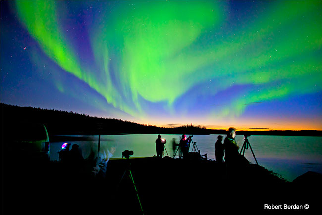 PHotographers set up at Prelude Lake to photograph the Aurora borealis by Robert Berdan ©