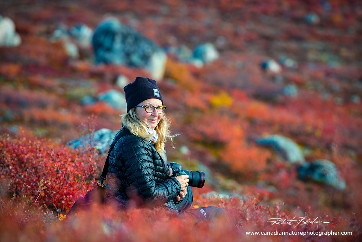 Cheryl Stewart pauses on the Tundra before taking some landscape photographs by Robert Berdan ©