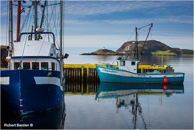 Trinity Bay fishing boats and Fort Point Lighthouse by Robert Berdan ©