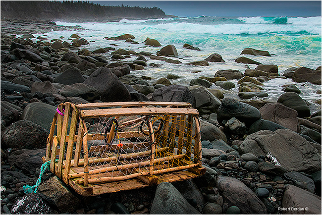 Lobster trap washed up on shore Newfoundland by Robert Berdan ©