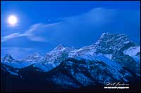 Mountain Lougheed moon and venus by Robert Berdan