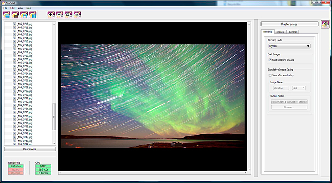 Screen shot of Star Stax software program 