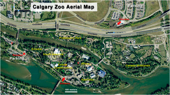 Aerial map of the Calgary Zoo 